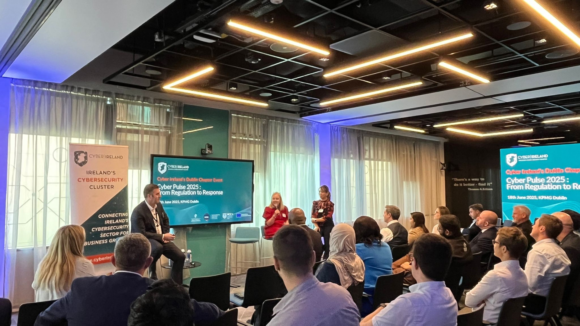 Cyber Ireland’s Dublin Chapter meet for a focused, in-person discussion on the evolving landscape of cybersecurity regulation, KPMG, Dublin.